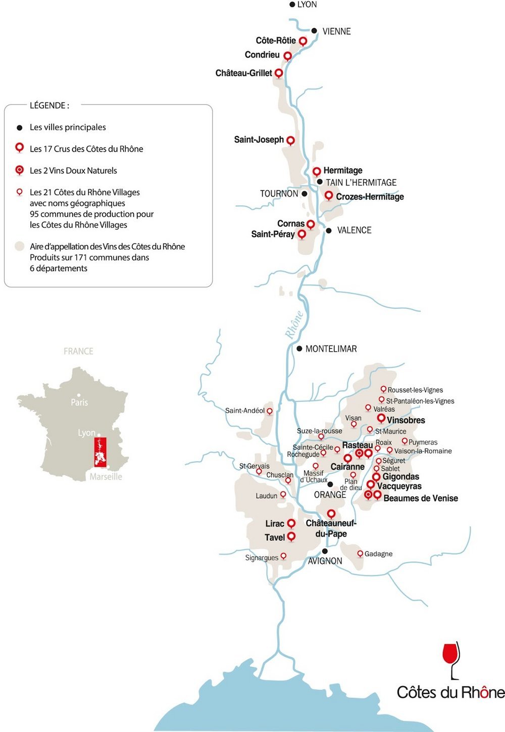 Carte Côtes du Rhône